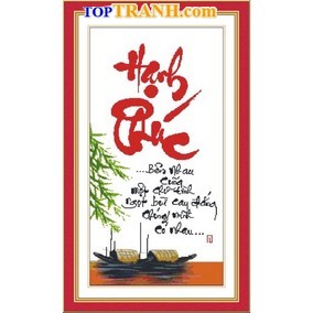 Tranh thêu chữ Hạnh phúc